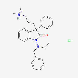 molecular formula C28H34ClN3O B11998268 1-(Benzylethylamino)-3-(3-(dimethylamino)propyl)-3-phenyl-2-indolinone hydrochloride CAS No. 33456-27-8