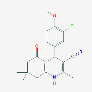 molecular formula C20H21ClN2O2 B11998337 4-(3-Chloro-4-methoxyphenyl)-2,7,7-trimethyl-5-oxo-1,4,5,6,7,8-hexahydroquinoline-3-carbonitrile 