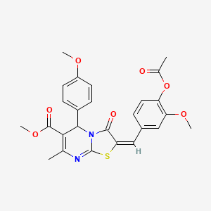 molecular formula C26H24N2O7S B11998370 methyl (2E)-2-[4-(acetyloxy)-3-methoxybenzylidene]-5-(4-methoxyphenyl)-7-methyl-3-oxo-2,3-dihydro-5H-[1,3]thiazolo[3,2-a]pyrimidine-6-carboxylate 