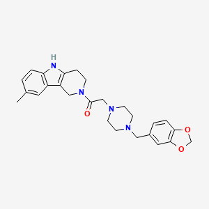 molecular formula C26H30N4O3 B1199844 2-[4-(1,3-Benzodioxol-5-ylmethyl)-1-piperazinyl]-1-(8-methyl-1,3,4,5-tetrahydropyrido[4,3-b]indol-2-yl)ethanone 