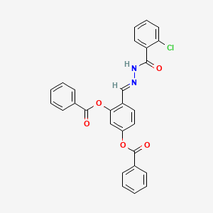 5-(Benzoyloxy)-2-(2-(2-chlorobenzoyl)carbohydrazonoyl)phenyl benzoate