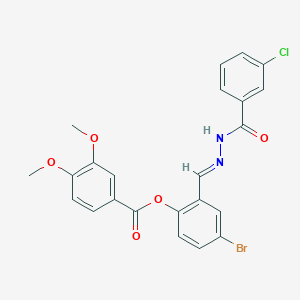 4-Bromo-2-(2-(3-chlorobenzoyl)carbohydrazonoyl)phenyl 3,4-dimethoxybenzoate