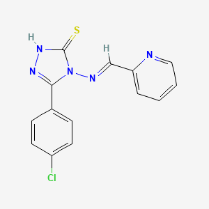 molecular formula C14H10ClN5S B11998523 5-(4-chlorophenyl)-4-{[(E)-2-pyridinylmethylidene]amino}-4H-1,2,4-triazol-3-yl hydrosulfide 