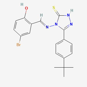 4-bromo-2-((E)-{[3-(4-tert-butylphenyl)-5-mercapto-4H-1,2,4-triazol-4-yl]imino}methyl)phenol