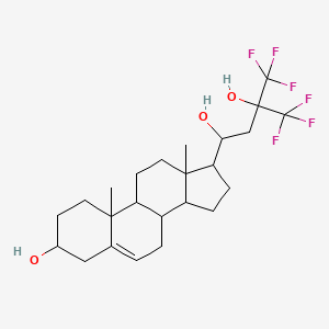 molecular formula C24H34F6O3 B1199859 4,4,4-trifluoro-1-(3-hydroxy-10,13-dimethyl-2,3,4,7,8,9,11,12,14,15,16,17-dodecahydro-1H-cyclopenta[a]phenanthren-17-yl)-3-(trifluoromethyl)butane-1,3-diol 