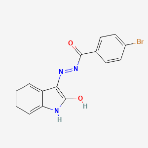 molecular formula C15H10BrN3O2 B11998698 4-bromo-N'-[(3Z)-2-oxo-1,2-dihydro-3H-indol-3-ylidene]benzohydrazide 