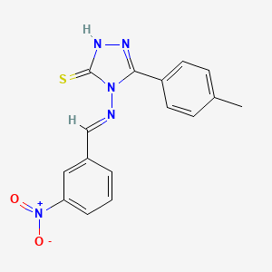 molecular formula C16H13N5O2S B11998730 5-(4-methylphenyl)-4-{[(E)-(3-nitrophenyl)methylidene]amino}-4H-1,2,4-triazol-3-yl hydrosulfide 