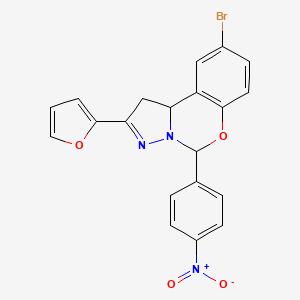 9-Bromo-2-(2-furyl)-5-(4-nitrophenyl)-1,10b-dihydropyrazolo[1,5-c][1,3]benzoxazine