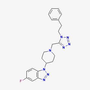 molecular formula C21H23FN8 B1199906 5-氟-1-[1-[[1-(2-苯乙基)-5-四唑基]甲基]-4-哌啶基]苯并三唑 