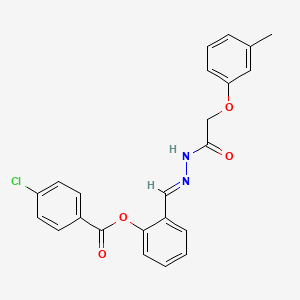 2-(2-((3-Methylphenoxy)acetyl)carbohydrazonoyl)phenyl 4-chlorobenzoate