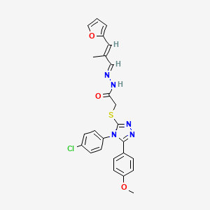 molecular formula C25H22ClN5O3S B11999498 2-{[4-(4-chlorophenyl)-5-(4-methoxyphenyl)-4H-1,2,4-triazol-3-yl]sulfanyl}-N'-[(1E,2E)-3-(furan-2-yl)-2-methylprop-2-en-1-ylidene]acetohydrazide 