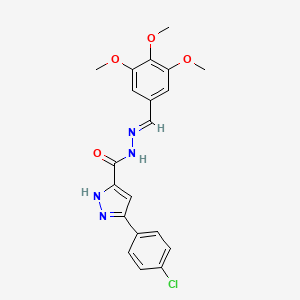 molecular formula C20H19ClN4O4 B11999543 3-(4-chlorophenyl)-N'-[(E)-(3,4,5-trimethoxyphenyl)methylidene]-1H-pyrazole-5-carbohydrazide 