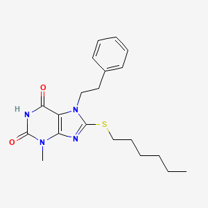 8-Hexylsulfanyl-3-methyl-7-phenethyl-3,7-dihydro-purine-2,6-dione