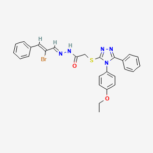 molecular formula C27H24BrN5O2S B11999780 N'-[(E,2Z)-2-Bromo-3-phenyl-2-propenylidene]-2-{[4-(4-ethoxyphenyl)-5-phenyl-4H-1,2,4-triazol-3-YL]sulfanyl}acetohydrazide 