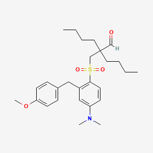 molecular formula C27H39NO4S B11999792 2-Butyl-2-({[4-(dimethylamino)-2-(4-methoxybenzyl)phenyl]sulfonyl}methyl)hexanal 