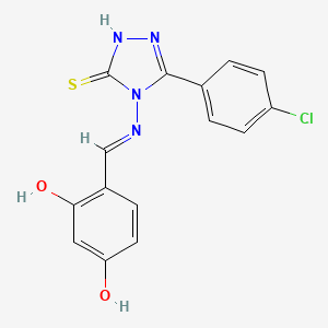 molecular formula C15H11ClN4O2S B11999836 5-(4-chlorophenyl)-4-{[(E)-(2,4-dihydroxyphenyl)methylidene]amino}-2,4-dihydro-3H-1,2,4-triazole-3-thione 