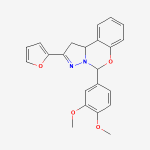 molecular formula C22H20N2O4 B11999901 5-(3,4-Dimethoxyphenyl)-2-(furan-2-yl)-1,10b-dihydropyrazolo[1,5-c][1,3]benzoxazine 