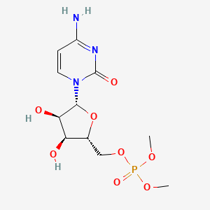 molecular formula C11H18N3O8P B1200019 [(2R,3S,4R,5R)-5-(4-amino-2-oxopyrimidin-1-yl)-3,4-dihydroxyoxolan-2-yl]methyl dimethyl phosphate CAS No. 94369-26-3