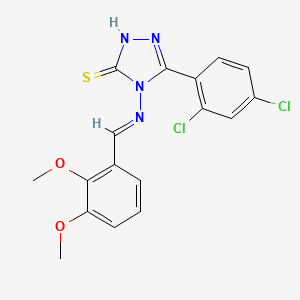 molecular formula C17H14Cl2N4O2S B12000490 5-(2,4-Dichlorophenyl)-4-{[(E)-(2,3-dimethoxyphenyl)methylidene]amino}-4H-1,2,4-triazol-3-YL hydrosulfide 