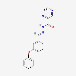 molecular formula C18H14N4O2 B12000673 Pyrazine-2-carboxylic acid (3-phenoxy-benzylidene)-hydrazide 