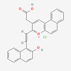 molecular formula C27H19ClO4 B12000696 2-(Carboxymethyl)-3-(2-(2-hydroxy-1-naphthyl)vinyl)benzo(F)chromenium chloride CAS No. 764661-38-3