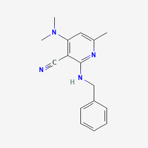 molecular formula C16H18N4 B12000745 3-Pyridinecarbonitrile, 4-(dimethylamino)-6-methyl-2-((phenylmethyl)amino)- CAS No. 137440-93-8