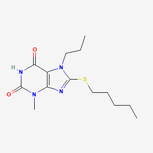 molecular formula C14H22N4O2S B12000799 3-methyl-8-(pentylsulfanyl)-7-propyl-3,7-dihydro-1H-purine-2,6-dione 