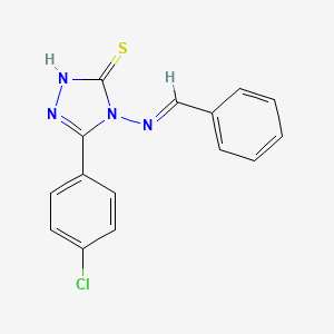 molecular formula C15H11ClN4S B12000921 5-(4-chlorophenyl)-4-{[(E)-phenylmethylidene]amino}-2,4-dihydro-3H-1,2,4-triazole-3-thione 