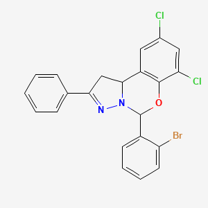 molecular formula C22H15BrCl2N2O B12000929 5-(2-Bromophenyl)-7,9-dichloro-2-phenyl-1,10b-dihydropyrazolo[1,5-c][1,3]benzoxazine 