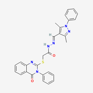 N'-[(E)-(3,5-dimethyl-1-phenyl-1H-pyrazol-4-yl)methylidene]-2-[(4-oxo-3-phenyl-3,4-dihydroquinazolin-2-yl)sulfanyl]acetohydrazide