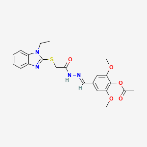 4-[(E)-(2-{[(1-ethyl-1H-benzimidazol-2-yl)sulfanyl]acetyl}hydrazinylidene)methyl]-2,6-dimethoxyphenyl acetate