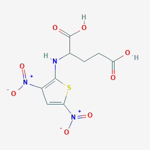 molecular formula C9H9N3O8S B12001156 2-[(3,5-Dinitrothiophen-2-yl)amino]pentanedioic acid CAS No. 37791-32-5