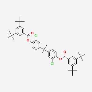 molecular formula C45H54Cl2O4 B12001220 2-Chloro-4-(1-{3-chloro-4-[(3,5-ditert-butylbenzoyl)oxy]phenyl}-1-methylethyl)phenyl 3,5-ditert-butylbenzoate 