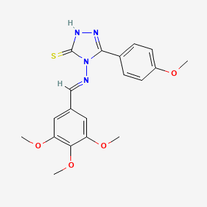 molecular formula C19H20N4O4S B12001251 5-(4-methoxyphenyl)-4-{[(E)-(3,4,5-trimethoxyphenyl)methylidene]amino}-4H-1,2,4-triazole-3-thiol 