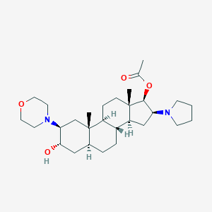 molecular formula C29H48N2O4 B120014 (2b,3a,5a,16b,17b)-17-Acetoxy-3-hydroxy-2-(4-morpholinyl)-16-(1-pyrrolidinyl)androstane CAS No. 119302-24-8
