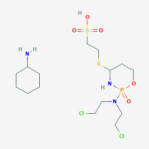 molecular formula C15H32Cl2N3O5PS2 B1200153 Ethanesulfonic acid,3,2-oxaphosphorin-4-yl]thio]-, P-oxide, compd. with cyclohexamine (1:1) 