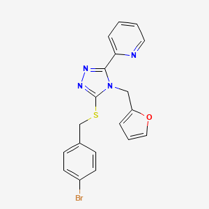 molecular formula C19H15BrN4OS B1200155 2-[5-[(4-Bromophenyl)methylthio]-4-(2-furanylmethyl)-1,2,4-triazol-3-yl]pyridine 