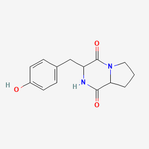 molecular formula C14H16N2O3 B1200176 3-[(4-羟基苯基)甲基]-2,3,6,7,8,8a-六氢吡咯并[1,2-a]吡嗪-1,4-二酮 CAS No. 5654-84-2