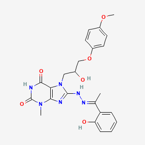 7-[2-hydroxy-3-(4-methoxyphenoxy)propyl]-8-{(2E)-2-[1-(2-hydroxyphenyl)ethylidene]hydrazinyl}-3-methyl-3,7-dihydro-1H-purine-2,6-dione