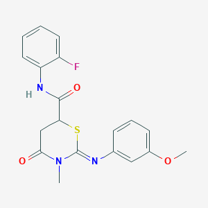 molecular formula C19H18FN3O3S B1200223 N-(2-氟苯基)-2-(3-甲氧基苯基)亚氨基-3-甲基-4-氧代-1,3-噻嗪烷-6-甲酰胺 