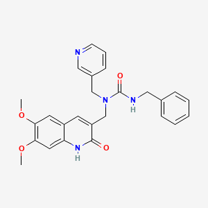 molecular formula C26H26N4O4 B1200225 1-[(6,7-二甲氧基-2-氧代-1H-喹啉-3-基)甲基]-3-(苯甲基)-1-(3-吡啶基甲基)脲 