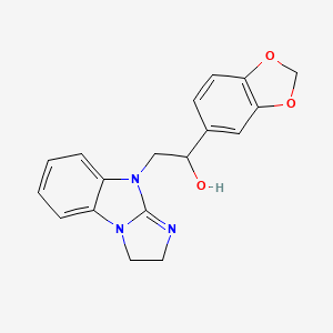 molecular formula C18H17N3O3 B1200229 1-(1,3-Benzodioxol-5-yl)-2-(1,2-dihydroimidazo[1,2-a]benzimidazol-4-yl)ethanol 