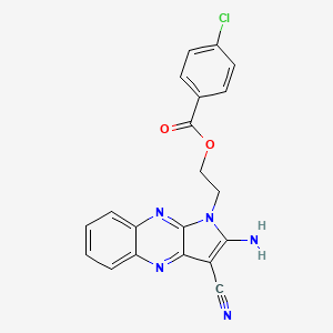 molecular formula C20H14ClN5O2 B1200231 4-Chlorobenzoic acid 2-(2-amino-3-cyano-1-pyrrolo[3,2-b]quinoxalinyl)ethyl ester 