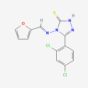 molecular formula C13H8Cl2N4OS B12002786 5-(2,4-dichlorophenyl)-4-{[(E)-furan-2-ylmethylidene]amino}-2,4-dihydro-3H-1,2,4-triazole-3-thione 