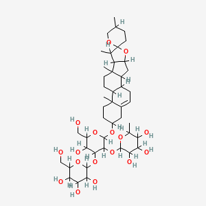 molecular formula C45H72O17 B1200279 2-[5-Hydroxy-6-(hydroxymethyl)-2-(5',7,9,13-tetramethylspiro[5-oxapentacyclo[10.8.0.02,9.04,8.013,18]icos-18-ene-6,2'-oxane]-16-yl)oxy-4-[3,4,5-trihydroxy-6-(hydroxymethyl)oxan-2-yl]oxyoxan-3-yl]oxy-6-methyloxane-3,4,5-triol 
