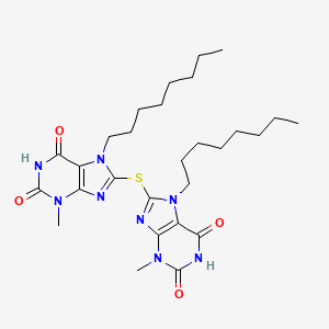 molecular formula C28H42N8O4S B12002829 8,8'-Thiobis(3-methyl-7-octyl-1H-purine-2,6(3H,7H)-dione) 