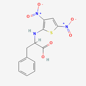 molecular formula C13H11N3O6S B12002834 2-[(3,5-Dinitrothiophen-2-yl)amino]-3-phenylpropanoic acid CAS No. 37791-29-0