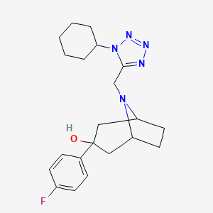 molecular formula C21H28FN5O B1200288 8-[(1-环己基-5-四唑基)甲基]-3-(4-氟苯基)-8-氮杂双环[3.2.1]辛烷-3-醇 