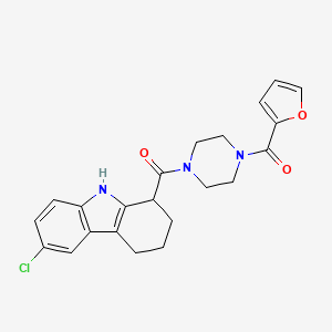 molecular formula C22H22ClN3O3 B1200290 （6-氯-2,3,4,9-四氢-1H-咔唑-1-基）- [4-[2-呋喃基（氧代）甲基]-1-哌嗪基]甲苯酮 
