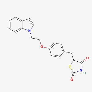 molecular formula C20H18N2O3S B1200306 5-((4-(2-(1H-Indol-1-yl)ethoxy)phenyl)methyl)-2,4-thiazolidinedione CAS No. 172647-53-9